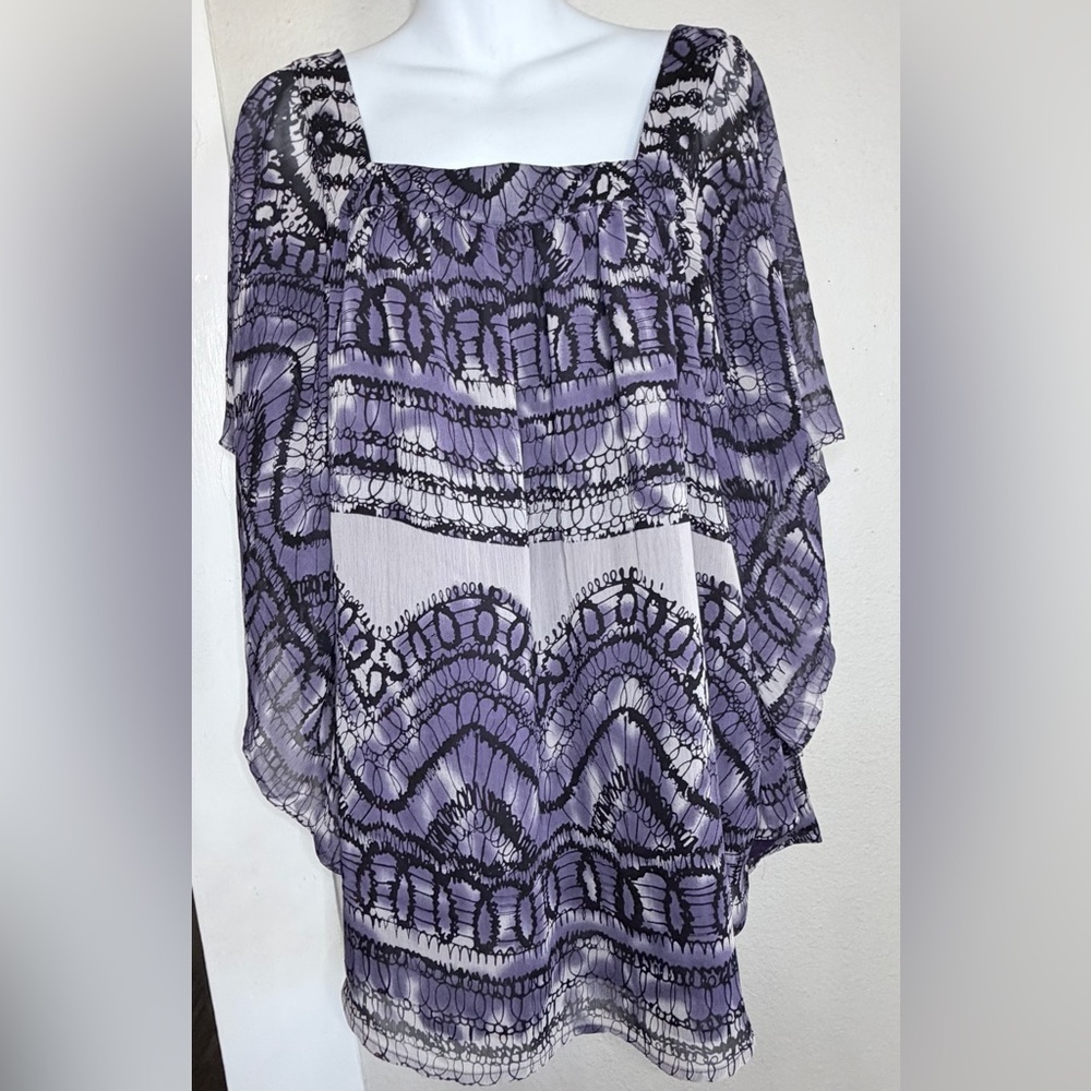 Brina & Em Purple Flowy layered Blouse women 1X